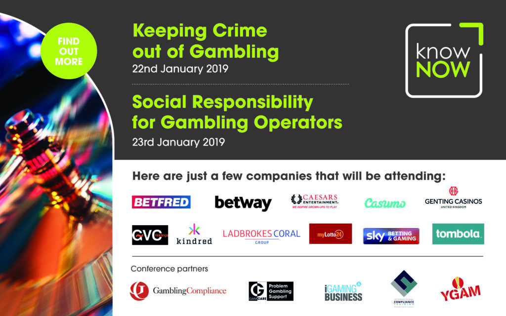 KnowNow gambling event; Keeping Crime out of Gambling and Social Responsibility for Gambling Operators