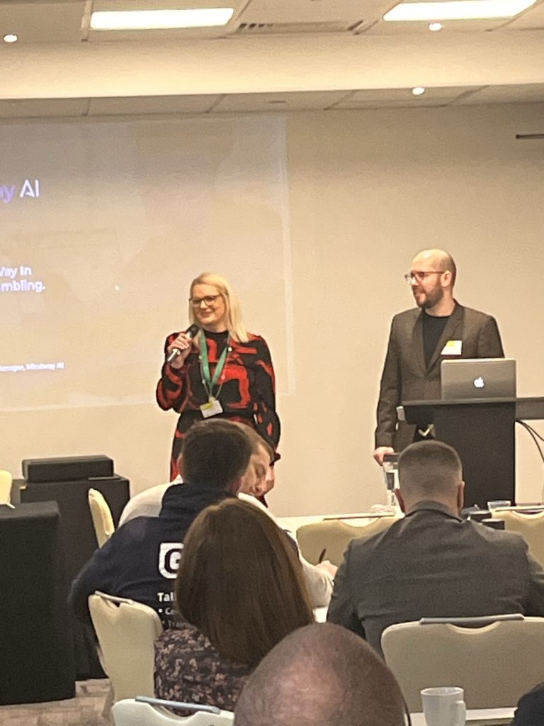 Paula Murphy, Business Development Manager, Mindway AI. Daniel Brookes, CEO, Rdentify at the Player Protection Forum 2023 from KnowNow Limited..