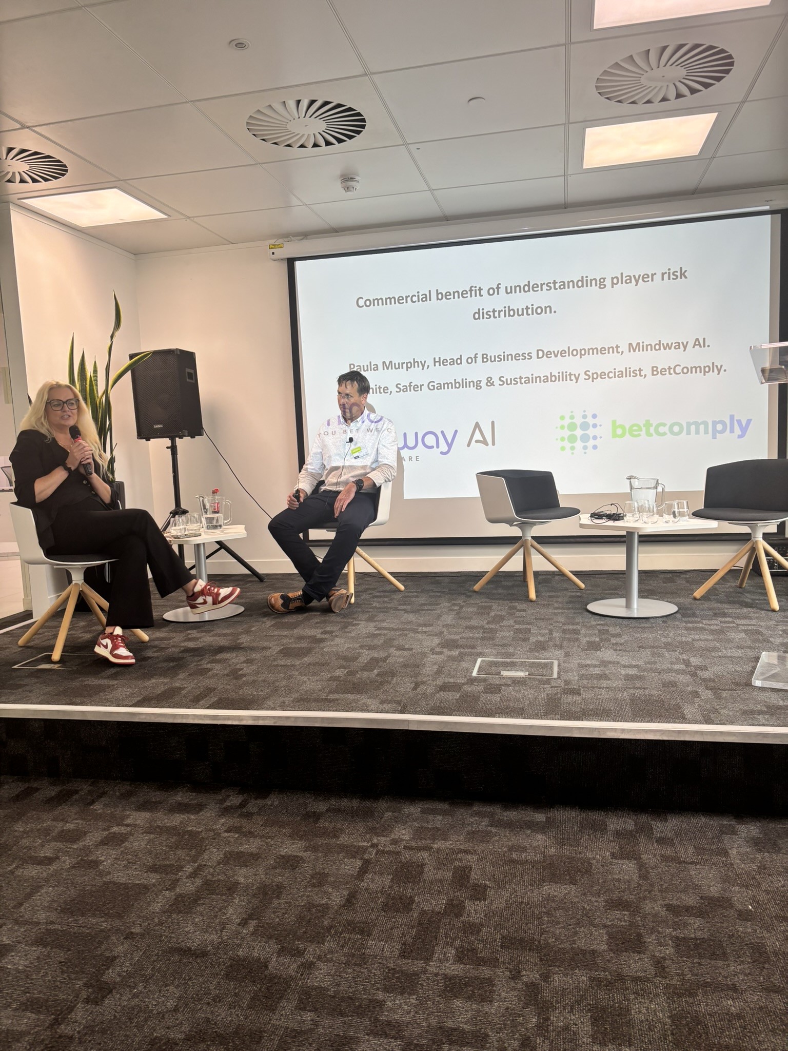 Paula Murphy, Head of Business Development, Mindway AI and Jez White, Safer Gambling & Sustainability Specialist, BetComply at the 7th Annual KnowNow Conference